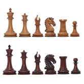 Commemorative Signature Series 3.625" Staunton Chessmen in Distressed/ Mahogany Stained Boxwood